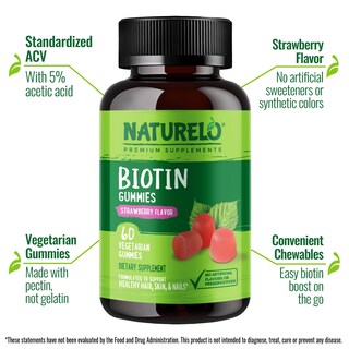 Foto 4 | Foto 4 | Suplemento De Gomitas De Biotina Naturelo De 2500 Mcg Para Cabello, Piel Y  - Venta Internacional.
