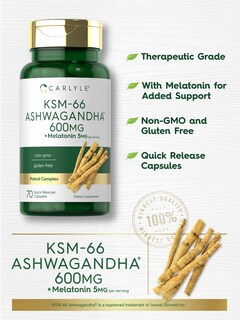 Foto 3 | Foto 3 | Suplemento Carlyle Ksm-66 De Ashwagandha En Cápsulas De 600 Mg Con Melatonina - Venta Internacional.