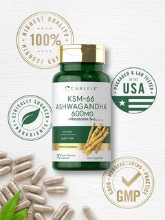 Foto 5 | Foto 5 | Suplemento Carlyle Ksm-66 De Ashwagandha En Cápsulas De 600 Mg Con Melatonina - Venta Internacional.