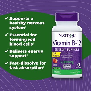 Foto 2 | Foto 2 | Suplemento Natrol De Vitamina B12 De 5000 Mcg De Disolución Rápida, 100 Comprimidos - Venta Internacional.