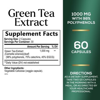 Foto 2 | Foto 2 | Suplemento De Cápsulas De Extracto De Té Verde De 1000 Mg Con 98% De Egcg - Venta Internacional.