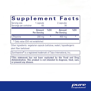 Foto 2 | Foto 2 | Suplemento De Aminoácidos Pure Encapsulations L-teanina 60 Cápsulas - Venta Internacional.