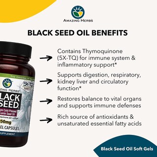 Foto 5 | Foto 5 | Suplemento Amazing Herbs, Cápsulas De Aceite De Semilla Negra, 1250 Mg X60 - Venta Internacional.