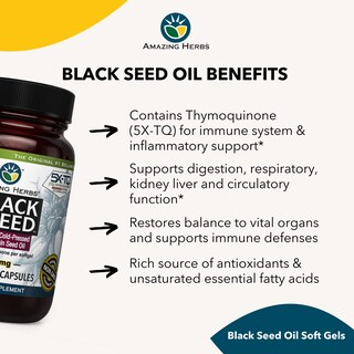 Foto 4 | Foto 4 | Suplemento De Aceite De Semilla Negra Amazing Herbs 90 Cápsulas 500 Mg - Venta Internacional.