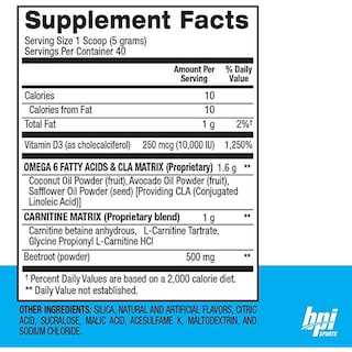 Foto 2 | Foto 2 | Pre Entrenamiento Bpi Cla + Carnitina Con Omega 6 200gr. (40 Servicios)