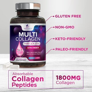 Foto 6 | Foto 6 | Píldoras De Colágeno Nature's Nutrition De Múltiples Tipos I, Ii, Iii, V - Venta Internacional.