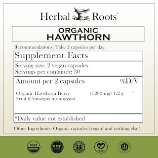 Foto 2 | Foto 2 | Suplemento Herbal Roots, Baya De Espino Blanco Orgánica, 1200 Mg, 60 Cápsulas - Venta Internacional.