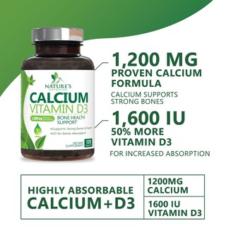 Foto 3 | Foto 3 | Suplemento De Calcio Nature's Nutrition 1200 Mg + Vitamina D3 - Venta Internacional.