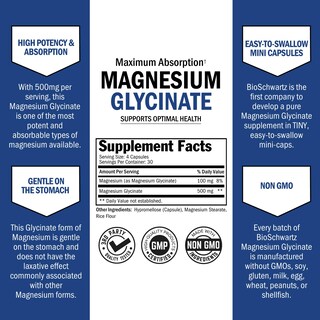 Foto 3 | Foto 3 | Cápsulas De Glicinato De Magnesio 500 Mg (120 Minicápsulas) Bioschwartz - Venta Internacional.