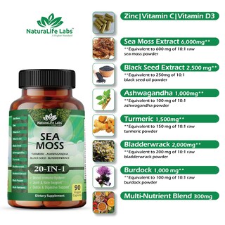 Foto 3 | Foto 3 | Suplemento Naturalife Labs Sea Moss 6000 Mg De Aceite De Semilla Negra 2500 Mg - Venta Internacional.