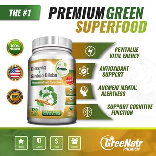 Foto 5 | Foto 5 | Suplemento Greenatr Panax Ginseng + Ginkgo Biloba 120 Comprimidos - Venta Internacional.