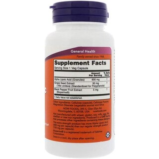 Foto 2 | Foto 2 | Suplemento Alimenticio Now Ácido Alfa Lipoico de 60 Cápsulas