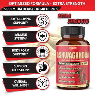 Foto 3 | Foto 3 | Cápsulas De Suplemento Agobi Ashwagandha Con Jengibre Y Cúrcuma, 90 Unidades - Venta Internacional.
