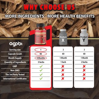 Foto 4 | Foto 4 | Cápsulas De Suplemento Agobi Ashwagandha Con Jengibre Y Cúrcuma, 90 Unidades - Venta Internacional.