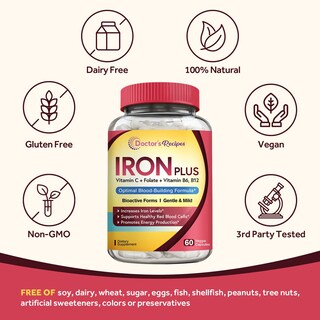 Foto 6 | Foto 6 | Suplemento De Hierro Doctor's Recipes Iron Plus 60 Cápsulas Veganas - Venta Internacional.