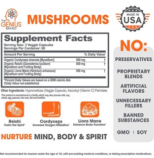 Foto 2 | Foto 2 | Complementa 180 Píldoras Genius Mushroom De La Marca Genius - Venta Internacional.