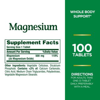 Foto 2 | Foto 2 | Suplemento Nature's Bounty Magnesio 500 Mg 100 Comprimidos - Venta Internacional.