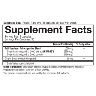 Foto 5 | Foto 5 | Suplemento Youtheory Ashwagandha, 1000 Mg, Para Aliviar El Estrés, 60 Cápsulas - Venta Internacional.
