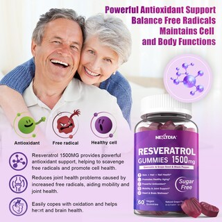 Foto 4 | Foto 4 | Suplemento De Gomitas De Resveratrol Nextdia 1500 Mg 60 Unidades - Venta Internacional.