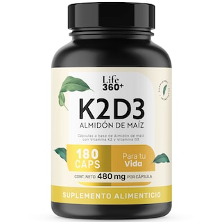 Foto 1 | Foto 1 | Life 360+ K2d3 Almidón De Maíz 180 Caps Con Vitamina K2 Y D3