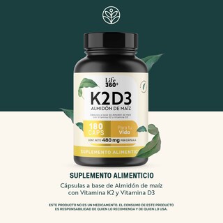 Foto 2 | Foto 2 | Life 360+ K2d3 Almidón De Maíz 180 Caps Con Vitamina K2 Y D3