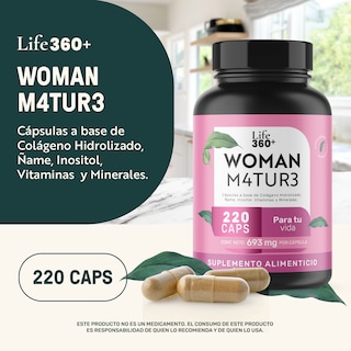Foto 4 | Foto 4 | Life 360+ Woman M4tur3 220 Caps Colágeno Hidrolizado Ñame