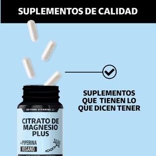 Foto 4 | Foto 4 | Suplemento Alimenticio Beyond Vitamins Citrato De Magnesio Plus Potenciado Con Piperina 180 Cápsulas