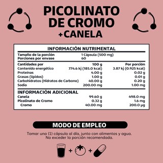 Foto 6 | Foto 6 | Suplemento Alimenticio Beyond Vitamins Picolinato De Cromo Con Canela 60 Cápsulas