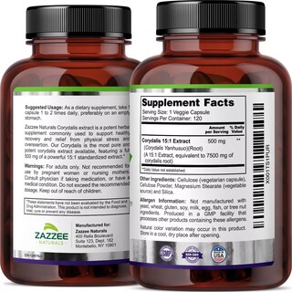 Foto 3 | Foto 3 | Suplemento Zazzee Corydalis 7500 Mg Alivia El Dolor, Antiinflamatorio Y Promueve La Relajación 120 Cápsulas