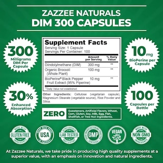 Foto 2 | Foto 2 | Suplemento Zazzee Dim Bioperine 300 Mg Brócoli Orgánico, Ayuda A La Piel, Hormonas Y Antioxidante 100 Cápsulas