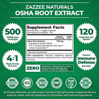 Foto 2 | Foto 2 | Zazzee Osha Root 500 Mg Salud Respiratoria Resfriados Y Antiinflamatorio 120 Cápsulas