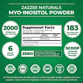Foto 2 | Foto 2 | Suplemento Zazzee Naturals Myo-inositol Powder Regulación Hormonal Y Mejora De La Fertilidad 366g