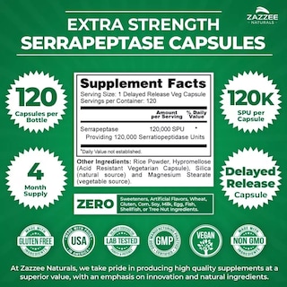 Foto 2 | Foto 2 | Zazzee Serrapeptase 120,000 Spu Alivia El Dolor Y La Inflamación 120 Capsulas
