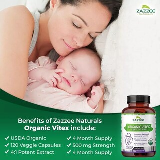 Foto 4 | Foto 4 | Zazzee Organic Vitex Chaste Tree Berry Equilibra Tu Bienestar Apoyo Hormonal Y Alivio Menstrual 120 Capsulas