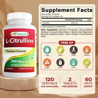 Foto 2 | Foto 2 | Suplemento Best Naturals L-citrulina 2000 Mg 120 Comprimidos - Venta Internacional.