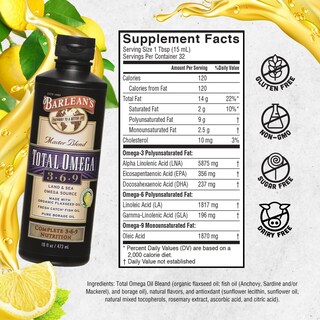 Foto 6 | Foto 6 | Suplemento De Aceite De Pescado Líquido Barlean's Total Omega 3 6 9 480 Ml - Venta Internacional.
