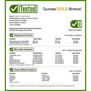 Foto 4 | Foto 4 | Suplemento De Aceite De Pescado Omega-3 De California Gold Nutrition, 100 Cápsulas Blandas - Venta Internacional.