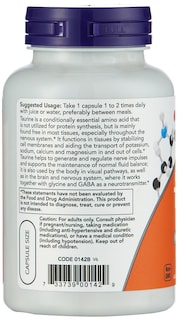 Foto 2 | Foto 2 | Suplemento Now Foods Con Doble Concentración De Taurina, 1000 Mg, 100 Cápsulas - Venta Internacional.