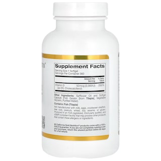 Foto 2 | Foto 2 | Suplemento De Vitamina D3 De California Gold Nutrition, 50 Mcg, 360 Cápsulas Blandas - Venta Internacional.
