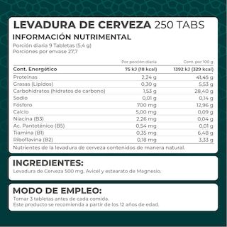 Foto 4 | Foto 4 | Suplemento Levadura de Cerveza Pronat 250 Tabletas