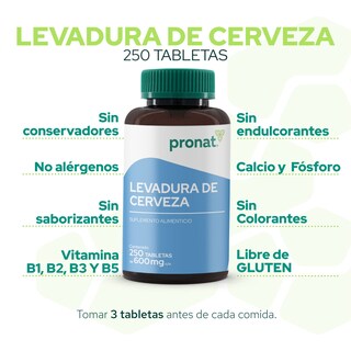 Foto 5 | Foto 5 | Suplemento Levadura de Cerveza Pronat 250 Tabletas