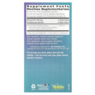 Foto 2 | Foto 2 | Suplemento Bio Nutrition Irish Sea Moss 90 Cápsulas - Venta Internacional.