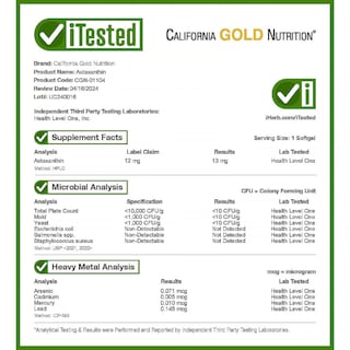 Foto 4 | Foto 4 | Suplemento de Astaxantina California Gold Nutrition 12 mg 120 Cápsulas - Venta Internacional