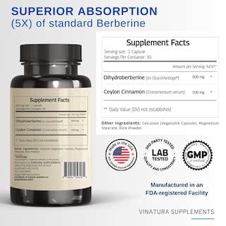 Foto 2 | Foto 2 | Suplemento Vinatura De Dihidroberberina 500 Mg Con Canela De Ceilán - Venta Internacional.
