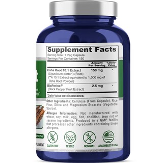 Foto 2 | Foto 2 | Suplemento De Extracto De Raíz De Osha De Nusapure, 1500 Mg, 150 Cápsulas Veganas - Venta Internacional.