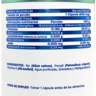 Foto 2 | Foto 2 | Ajo Con Perejil 150 Caps 509 Mg Vidanat