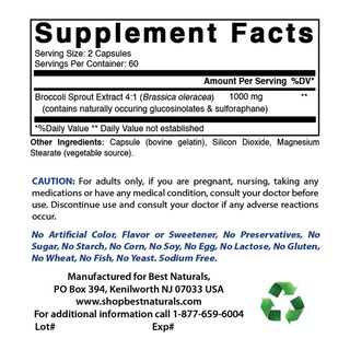 Foto 2 | Foto 2 | Suplemento De Extracto De Brotes De Brócoli Best Naturals 1000 Mg - Venta Internacional.