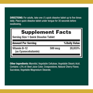 Foto 6 | Foto 6 | Suplemento de Vitamina B-12 de Nature's Bounty 500 MCG 100 Tabletas - Venta Internacional