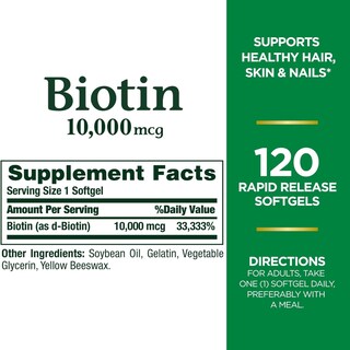 Foto 4 | Foto 4 | Suplemento Nature's Bounty Cápsulas Blandas de Biotina de 10000 mcg 120 Unidades X2 - Venta Internacional