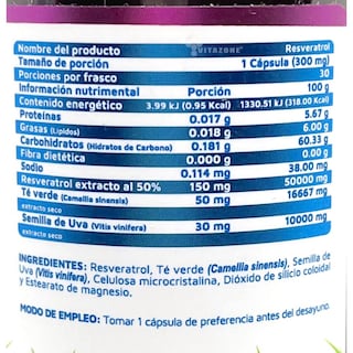 Foto 2 | Foto 2 | Resveratrol Vidanat Té Verde Semilla de Uva 30 Cápsulas